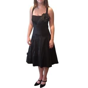 Jessica Howard Fit & Flare Cocktail Dress. Black. Size 6. Midi Strappy